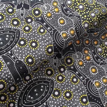 BLACK DANCING SPIRIT Aborigines Stoff aus Australien